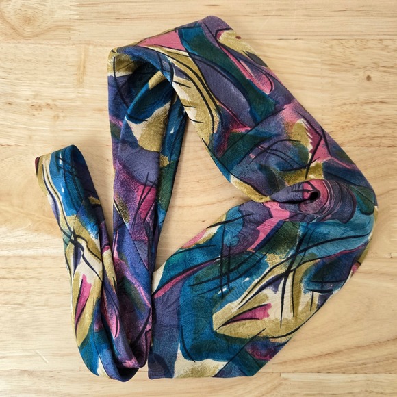 VTG Bachrach 100% Silk Made in‎ Italy Tie 59" Abstract 1980s MADE IN Italy Men's - Picture 1 of 7